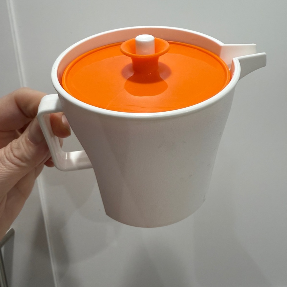 Vintage Tupperware Creamer Pitcher MCM Orange and White